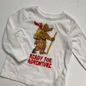 Old Navy White Long-Sleeve 'Ready for Adventure' Bear Graphic Tee